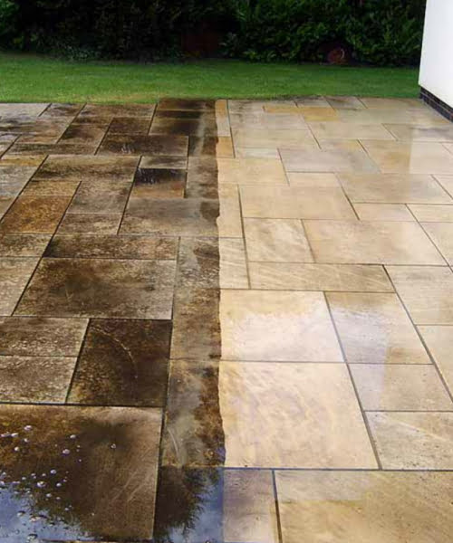 Pressure washing patio comparison