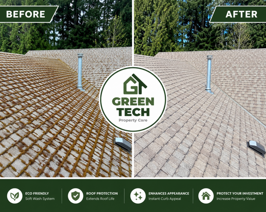 Roof Cleaning before and after results